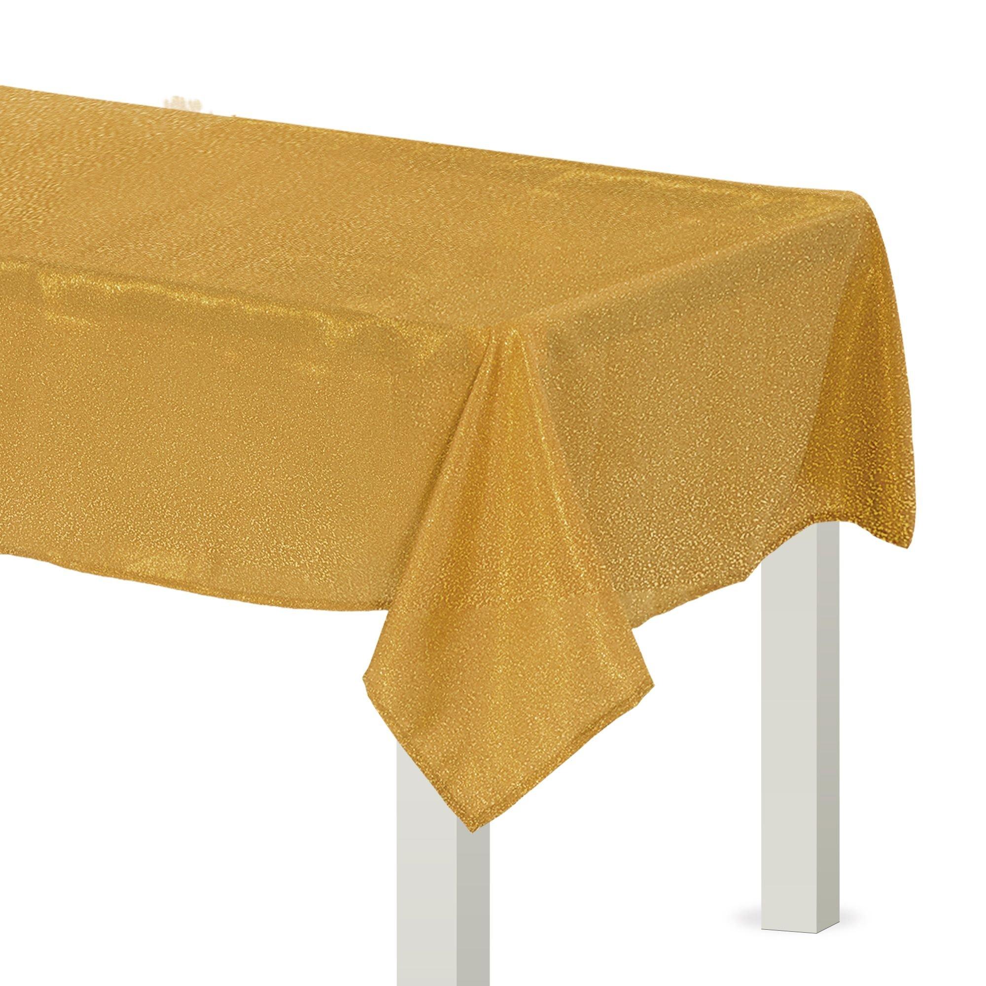 Metallic Gold Fabric Tablecloth Size 60 x 104 Party City